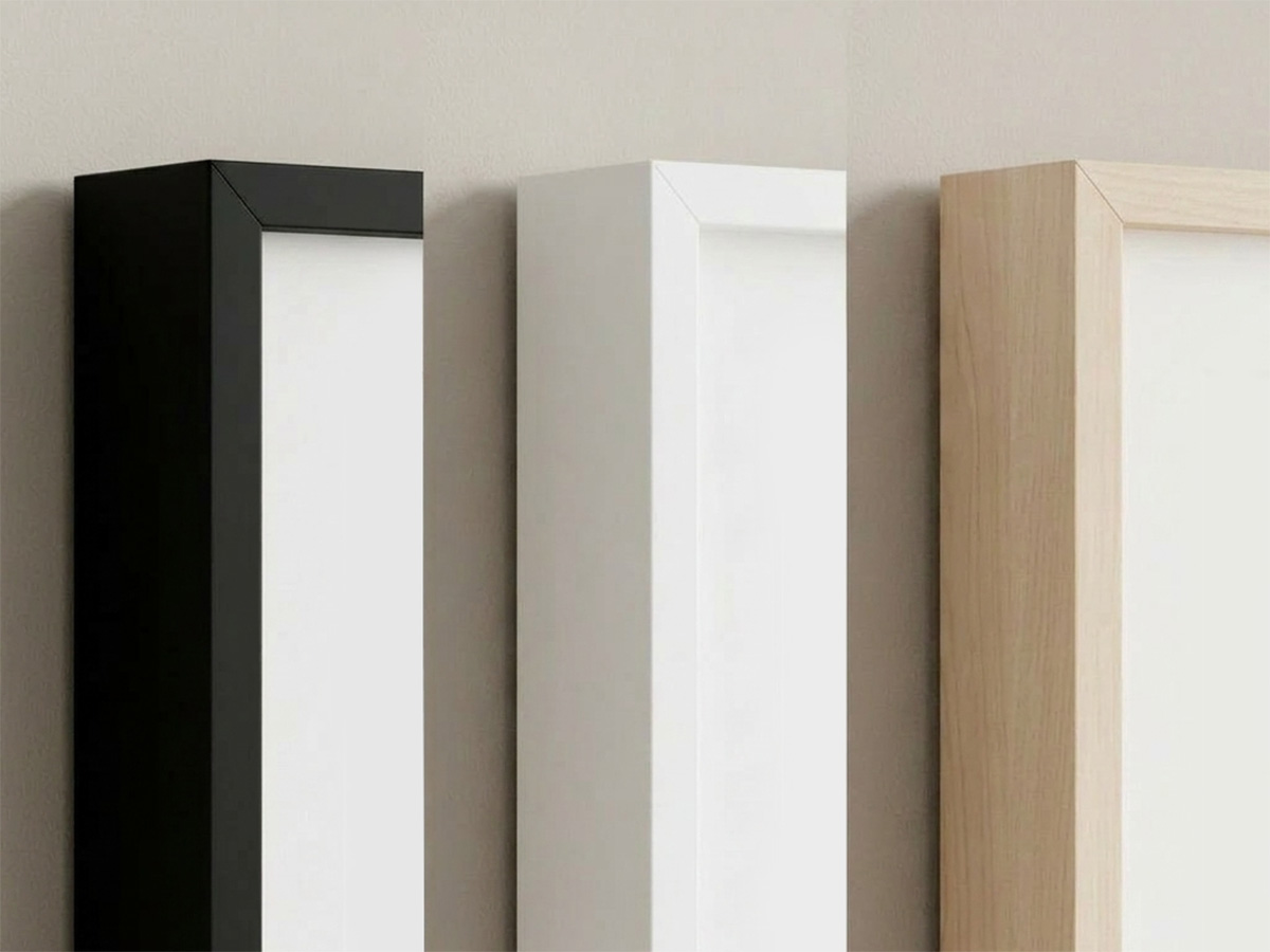 Marcos de madera natural, negro y blanco con vidrio